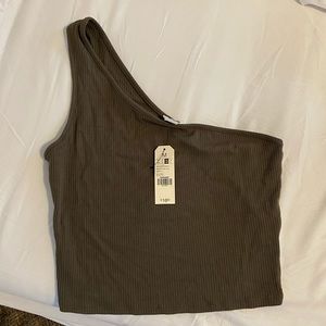 Garage one shoulder crop top
